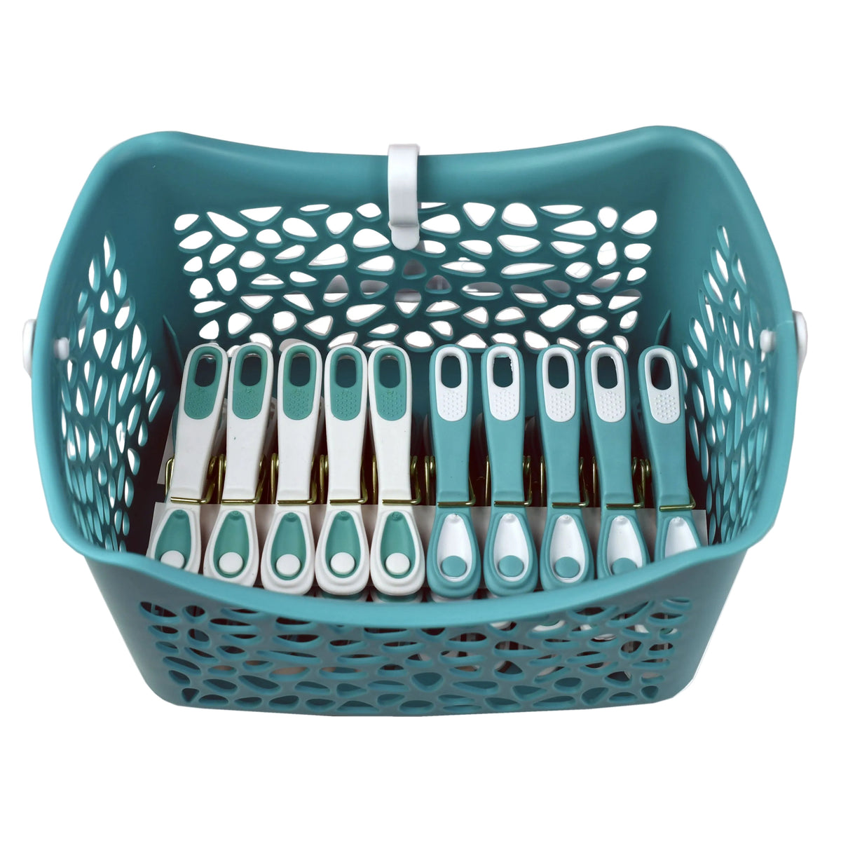 Panier avec motif galet et pince a linge motif pois