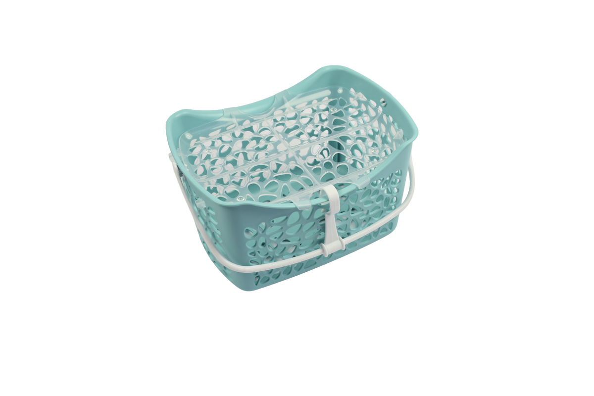 panier motif galet turquoise