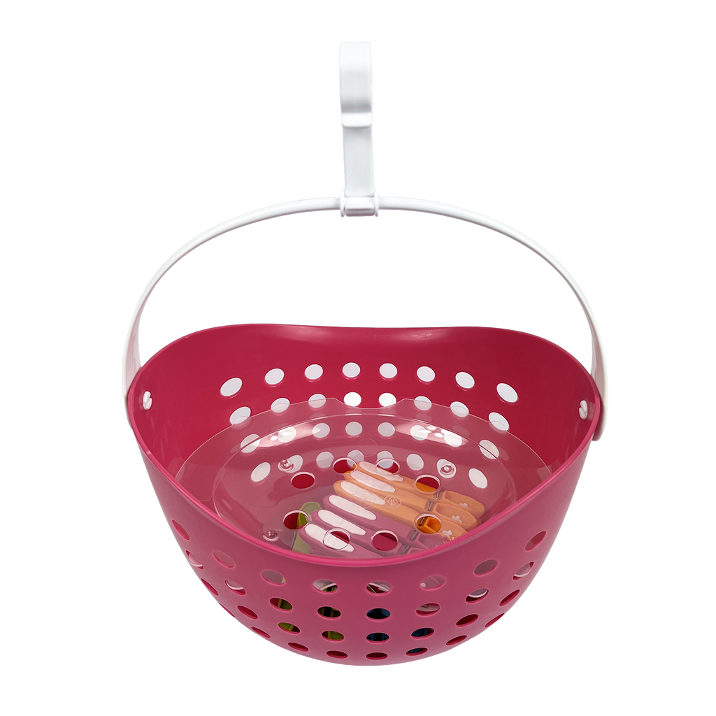 Panier rose avec pinces fleur