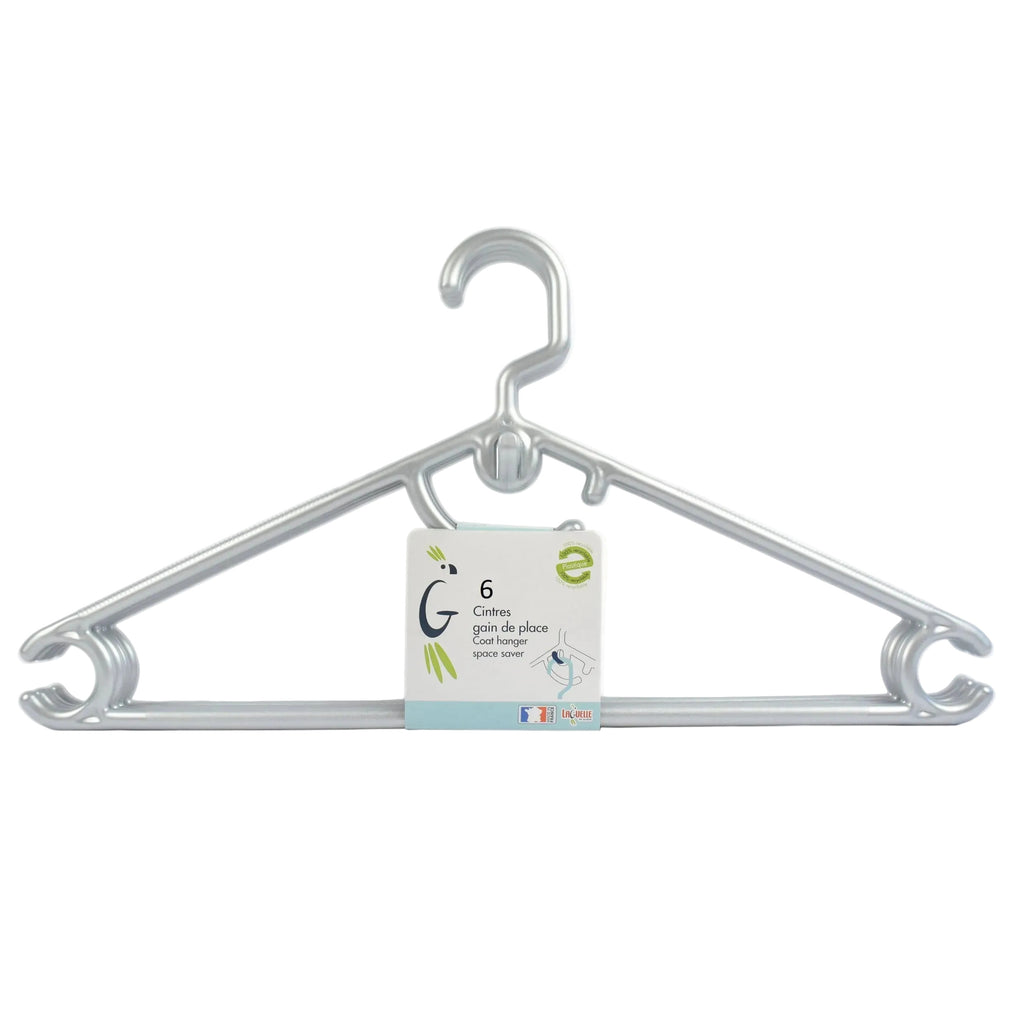 Lot de 6 cintres gain de place gris