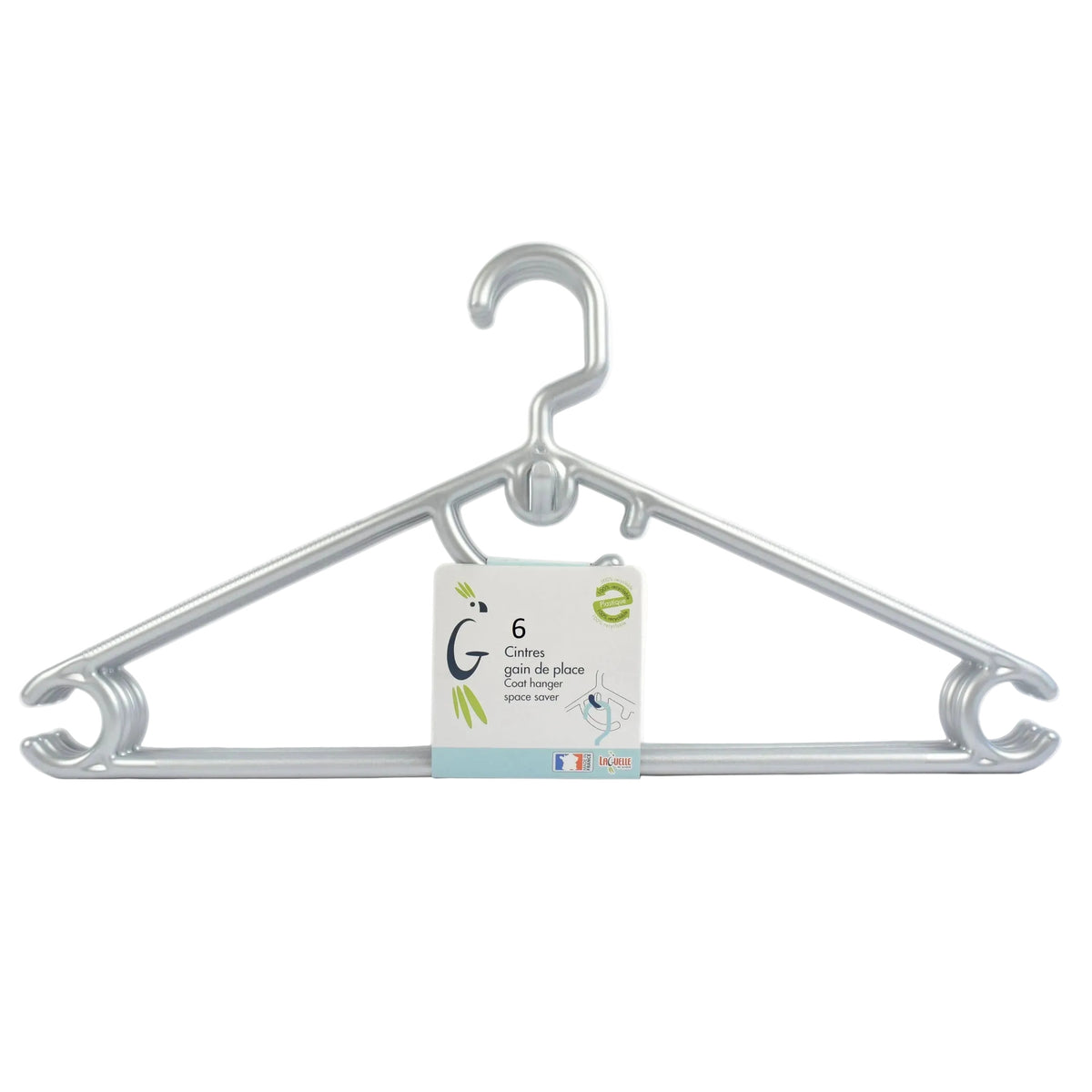 Lot de 6 cintres gain de place gris