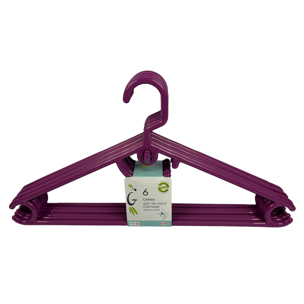 Lot 6 cintres violet gain de place
